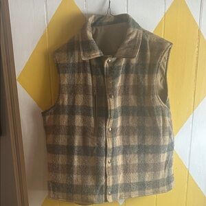 Vintage Reversible Woolrich Plaid Vest in Brown and Gray